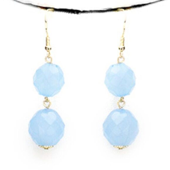 Triple Strand Blue Beaded Necklace Set by core - Picture 3 of 8